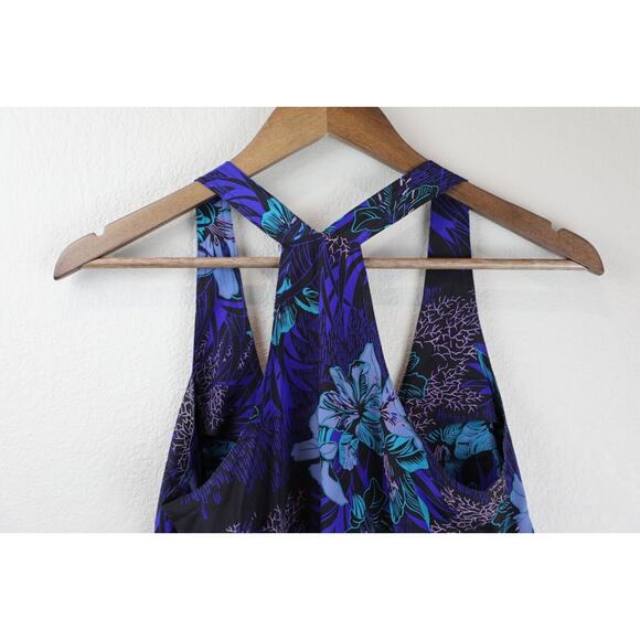 Yumi Kim Women XS Flowy Tank Top Blue Floral Sleeveless Racerback‎ Summer - Picture 6 of 11